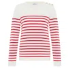 Peraluna Women's Audrey 100% Organic Cotton Stripe Pullover In Ecru/red In Red