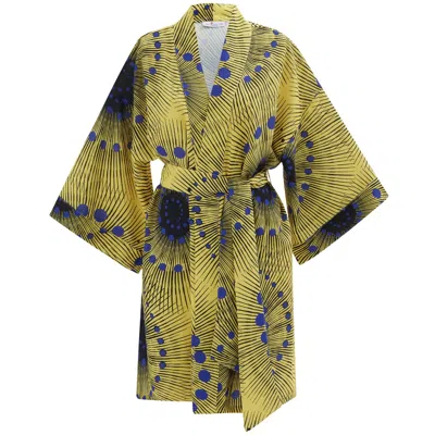 Peraluna Women's Aura Peacock Pattern Satin Kimono - Multicolour In Green