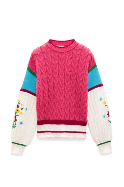 Peraluna Women's Aurora Loose Fit Knit Jumper In Pink Multi