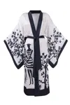 Peraluna Women's Beach Girls Long Kimono  In Black And White In Black/white