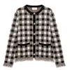 Peraluna Women's Black / White Diana Plaid Knit Jacket In Black/white