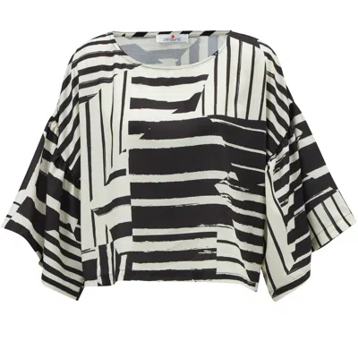 Peraluna Women's Black / White Hanita Geometric Pattern Blouse In Black And Ecru In Black/white