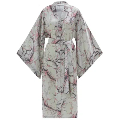 Peraluna Women's Blossom Satin Kimono Stone Color - Multicolour In Pink/red