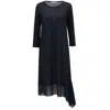 Peraluna Women's Blue Fine Chiffon Hem Summer Knit Dress - Navy In Blue