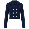 Peraluna Women's Blue Kathy Crop Blazer Knit Jacket In Navy In Blue