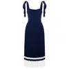 Peraluna Women's Blue Kelly Strappy Midi Knit Sundress In Navy In Blue