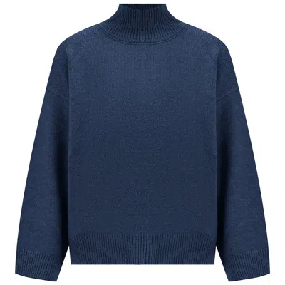 Peraluna Women's Blue Macumba Funnel Neck Wide Sleeve Pullover - Indigo