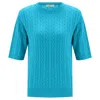 Peraluna Women's Blue Nicole Cable Knit Cashmere Blend Short Sleeve Blouse - Turquoise In Blue