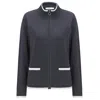 Peraluna Women's Blue O-neck Organic Cotton Zipper Cardigan In Navy In Blue