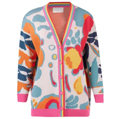 Peraluna Women's Blue / Yellow / Orange Sunlight Pure Organic Cotton Cardigan In Multicolor In Blue/yellow/orange