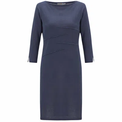 Peraluna Women's Boat-neck Knitted Summer Dress In Grey Blue
