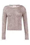 Peraluna Women's Brown Amy Top Openwork Knitted Blouse In Mink In Brown