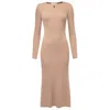 Peraluna Women's Brown Buckle Detailed Ribbed Knit Jumper Dress In Camel In Brown