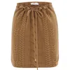 Peraluna Women's Brown Cable Knit Cashmere Blend Knitwear Mini Skirt - Camel In Brown