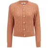 Peraluna Women's Brown Ella Cable Knit Openwork Cropped Cardigan - Salmon In Brown