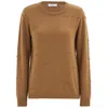 Peraluna Women's Brown Embossed Pattern O-neck Cashmere Blend Openwork Knit Pullover - Camel In Brown