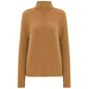 Peraluna Women's Brown High Mock Neck Cashmere Blend Ribbed Knit Pullover - Camel In Brown