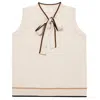 Peraluna Women's Brown Janette Sleeveless Blouse With Bow In Beige In Brown