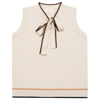 Peraluna Women's Brown Janette Sleeveless Blouse With Bow In Beige