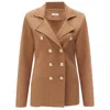 Peraluna Women's Brown Katherine Standard Cut Knit Blazer In Camel In Brown