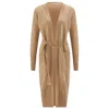 Peraluna Women's Brown Long Knit Cardigan With Belt - Beige In Brown