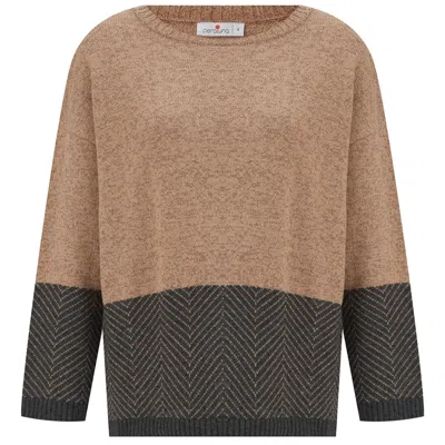 Peraluna Women's Brown Mabel Pullover Jacquard Pattern Knit Jumper In - Pale Taupe