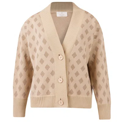 Peraluna Women's Brown Madrigal Glitter Diamond Cardigan In Beige