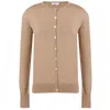Peraluna Women's Brown Mila O-neck Basic Cotton Cardigan In Camel In Brown