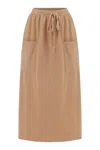 Peraluna Women's Brown Nora Elastic Waist Band Midi Knit Skirt In Beige In Brown