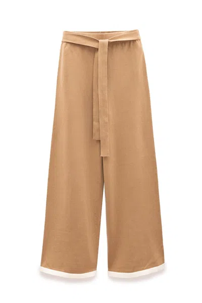 Peraluna Women's Brown Rumi Waistbanded Knit Trousers In Camel