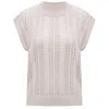 Peraluna Women's Brown Sima O-neck Openwork Knit Blouse In Beige In Brown