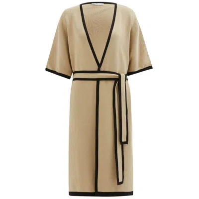 Peraluna Women's Brown Soho Short Sleeved Knit Kimono - Beige