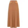 Peraluna Women's Brown Vivien Midi Flared Knit Skirt In Camel In Brown