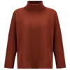 Peraluna Women's Brown Wide Roll Neck Knitwear Pullover - Burnt Umber In Brown