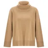 Peraluna Women's Brown Wide Roll Neck Knitwear Pullover - Camel Melange In Brown