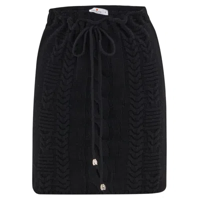 Peraluna Women's Cable Knit Cashmere Blend Knitwear Mini Skirt - Black