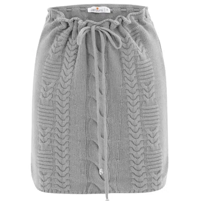 Peraluna Women's Cable Knit Cashmere Blend Knitwear Mini Skirt - Grey Melange