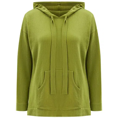 Peraluna Women's Cashmere Blend Knit Hoodie Pullover Sweater - Green