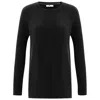 Peraluna Women's Cashmere Blend O-neck Ribbed Slit Pullover - Black In Black