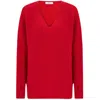 Peraluna Women's Cashmere Blend V Neck Loose Fit Pullover - Red In Red