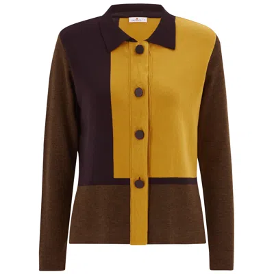 Peraluna Women's Color Block Knitwear Jacket - Multicolour In Brown