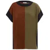 Peraluna Women's Color-block O-neck Knitwear Poncho - Multicolour