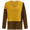 Peraluna Women's Color-block V-neck Side-slit Knitwear Tunic - Multicolour