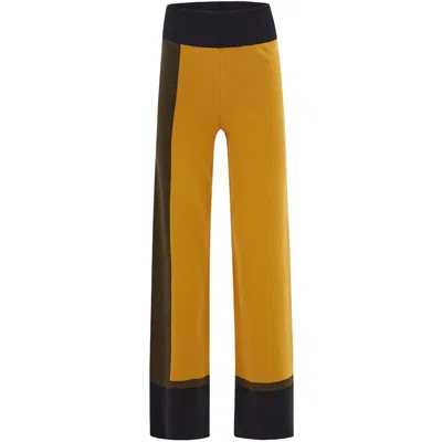 Peraluna Women's Color Block Wide-leg Knitwear Trousers - Multicolor In Yellow