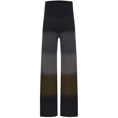 Peraluna Women's Color Transition Bell Bottom High-waisted Knit Trousers - Black/grey In Black/gray