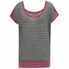 Peraluna Women's Deep O-neck Drop Shoulder Striped Knit Blouse In Blue/red