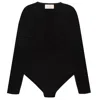 Peraluna Women's Devon V-neck Knit Snap-closure Bodysuit In Black In Black