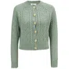 Peraluna Women's Ella Cable Knit Openwork Cropped Cardigan - Nile Green In Green