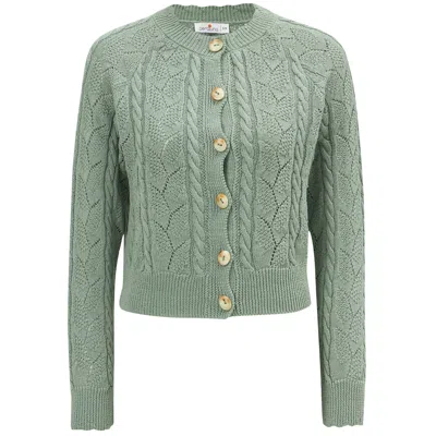 Peraluna Women's Ella Cable Knit Openwork Cropped Cardigan - Nile Green