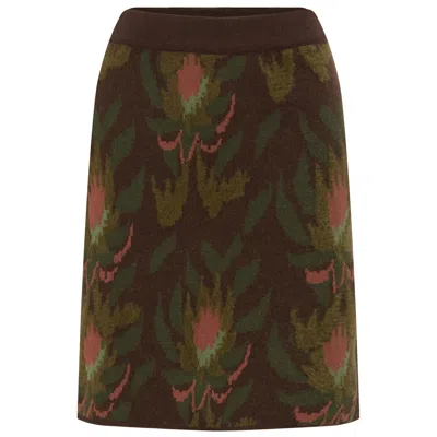 Peraluna Women's Fiori Flower Pattern Knitwear Mini Skirt - Multicolour In Brown